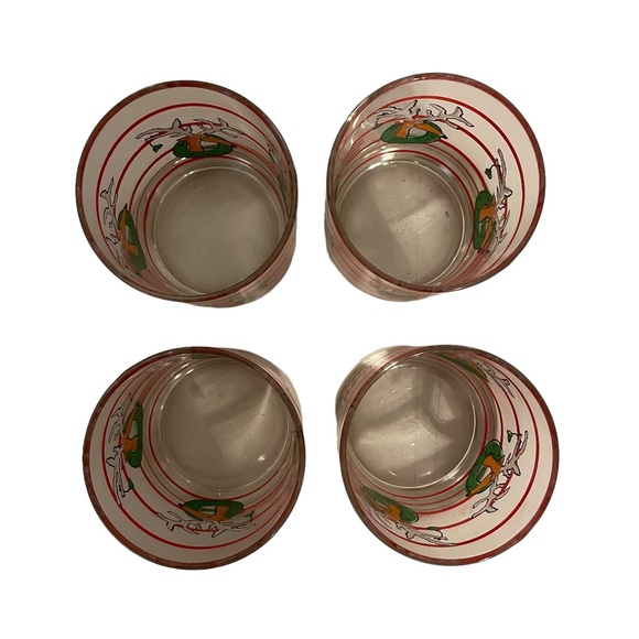 Libbey Reindeer in Christmas Wreath Double Old Fashion Tumblers Glasses Set of 4 - Picture 5 of 7